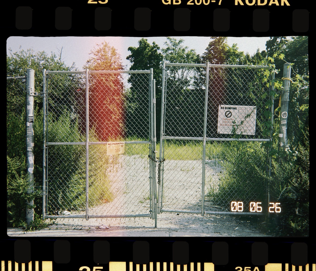 Photo with film border, light leak, date stamp, and vintage texture